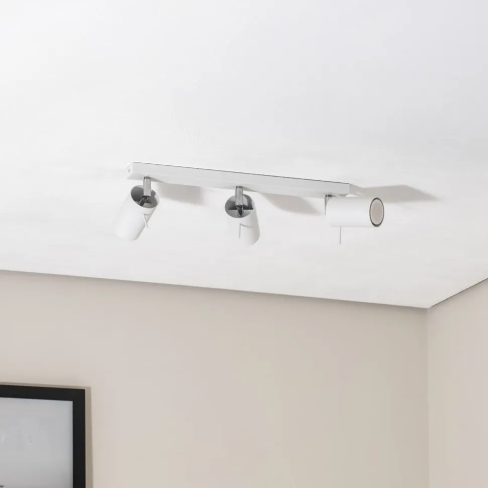 Loftspot Round, hvid, 3 lyskilder lineær