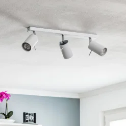 Loftspot Round, hvid, 3 lyskilder lineær