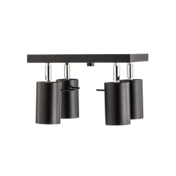 Loftspot Round i sort, 4 lyskilder, firkantet