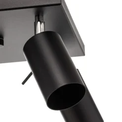 Loftspot Round i sort, 4 lyskilder, firkantet