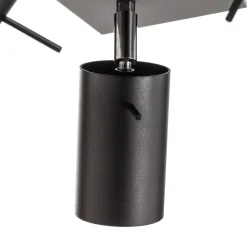 Loftspot Round i sort, 4 lyskilder, firkantet