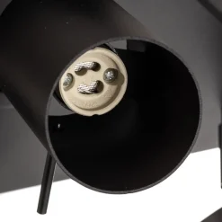 Loftspot Round i sort, 4 lyskilder, firkantet