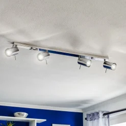 Loftspot Round, krom, 4 lyskilder lineær