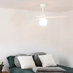 Loftventilator Amelia Ball, LED-lampe, hvid