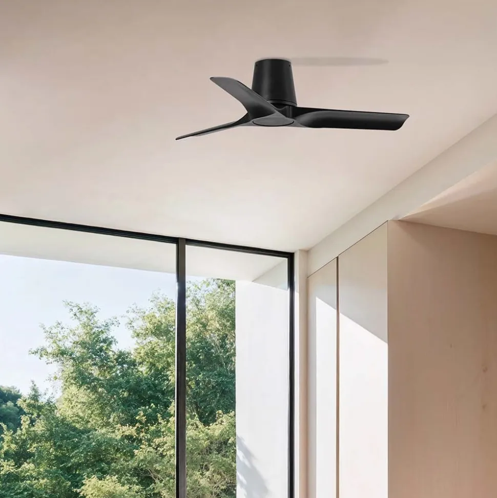 Loftventilator Hey S, sort, DC-motor, støjsvag, Ø 90 cm