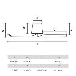 Loftventilator Hey S, sort, DC-motor, støjsvag, Ø 90 cm