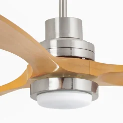 Loftventilator Lantau L LED nikkel/lys fyrretræ