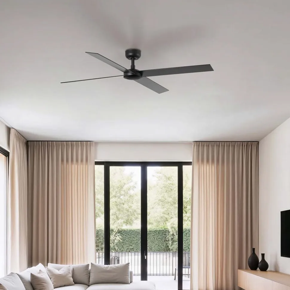 Loftventilator Rudder, DC-motor, støjsvag, Ø 132 cm, træ