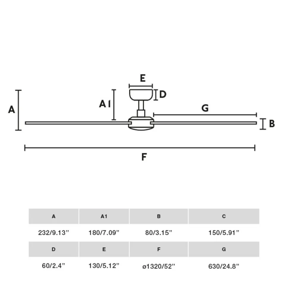 Loftventilator Rudder, DC-motor, støjsvag, Ø 132 cm, træ