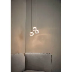 LOOM DESIGN LED-pendellampe Ice Ball 3, klar, akryl