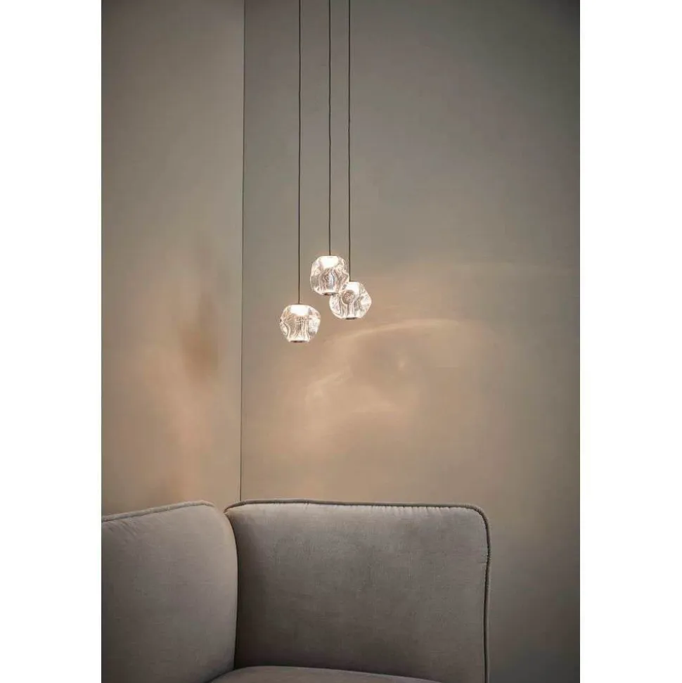 LOOM DESIGN LED-pendellampe Ice Ball 3, klar, akryl