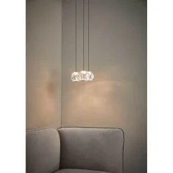 LOOM DESIGN LED-pendellampe Ice Ball 3, klar, akryl