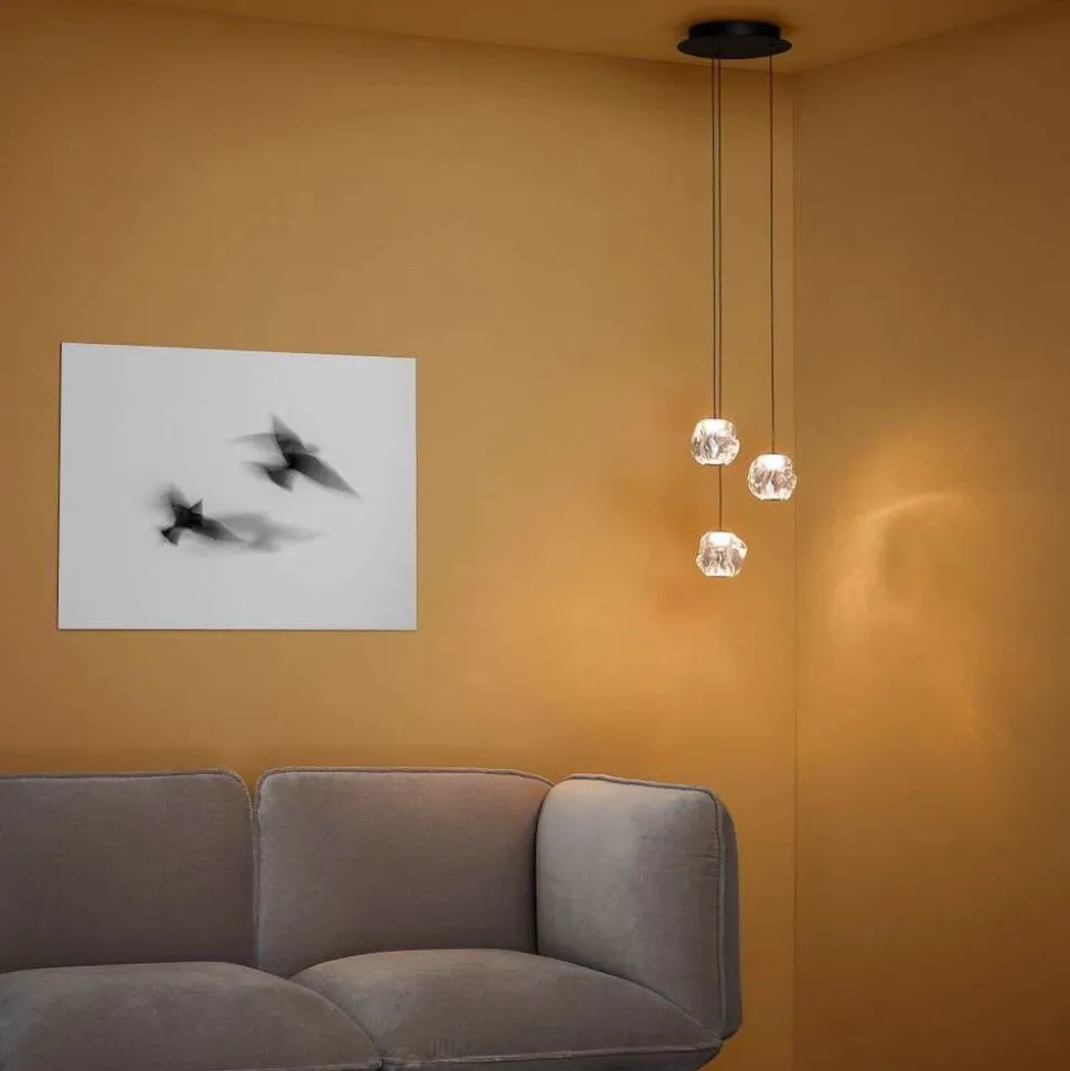 LOOM DESIGN LED-pendellampe Ice Ball 3, klar, akryl