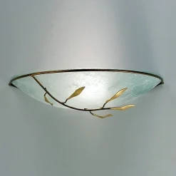 Luca væglampe, antik guld, scavo-glas