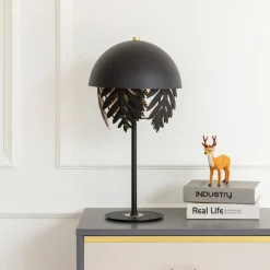 Lucande Aparas bordlampe bladlook, sort-guld