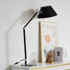 Lucande bordlampe Dansari, sort, metal, justerbar