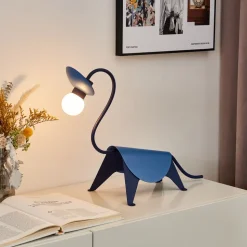Lucande bordlampe Idalina, Dino, blå, stål, 44 cm