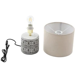 Lucande bordlampe Thalorin, 36,5 cm, sort/hvid, keramik