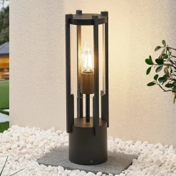 Lucande Brienne sokkellampe, 50 cm, antracit, metal