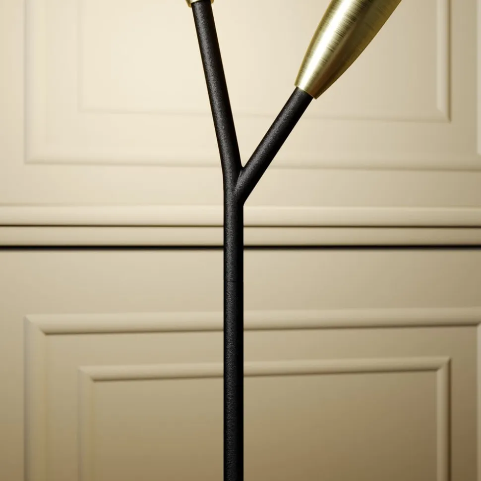 Lucande Carlea bordlampe, 2 lyskilder sort-messing