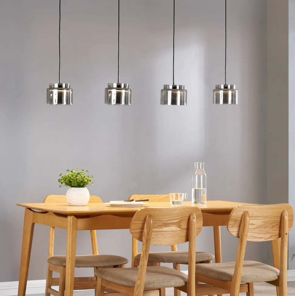 Lucande Diano hængelampe, røggrå, version med 4 lyskilder