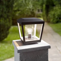 Lucande Dunia sokkellampe, antracit, metal, 24 cm, IP54