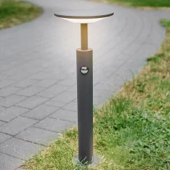 Lucande Fenia LED-vejlampe, 60 cm, sensor, IP54, antracit