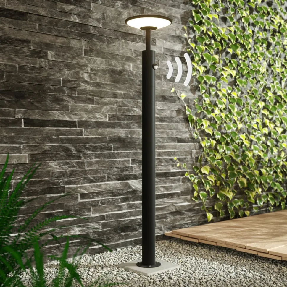 Lucande Fenia LED-vejlampe, 100 cm, sensor, IP54, antracit