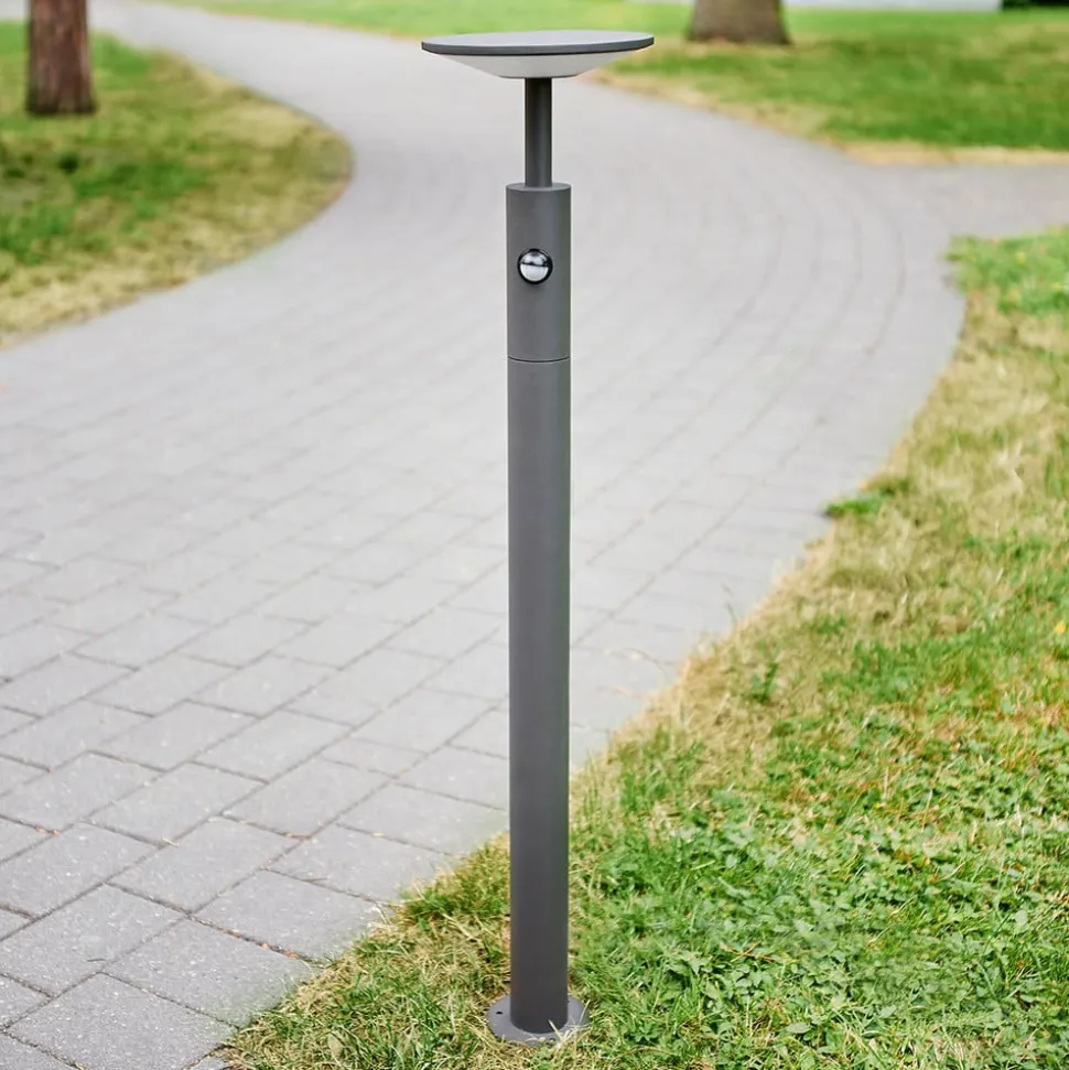 Lucande Fenia LED-vejlampe, 100 cm, sensor, IP54, antracit