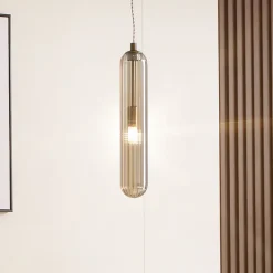 Lucande Freylin pendel, 1-lys, rav, glas, 6 cm