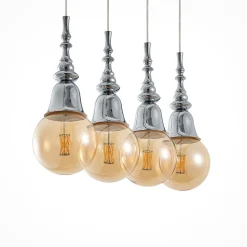 Lucande Gesja pendellampe, 4 lyskilder, lang, krom