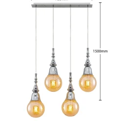Lucande Gesja pendellampe, 4 lyskilder, lang, krom