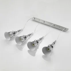 Lucande Gesja pendellampe, 4 lyskilder, lang, krom