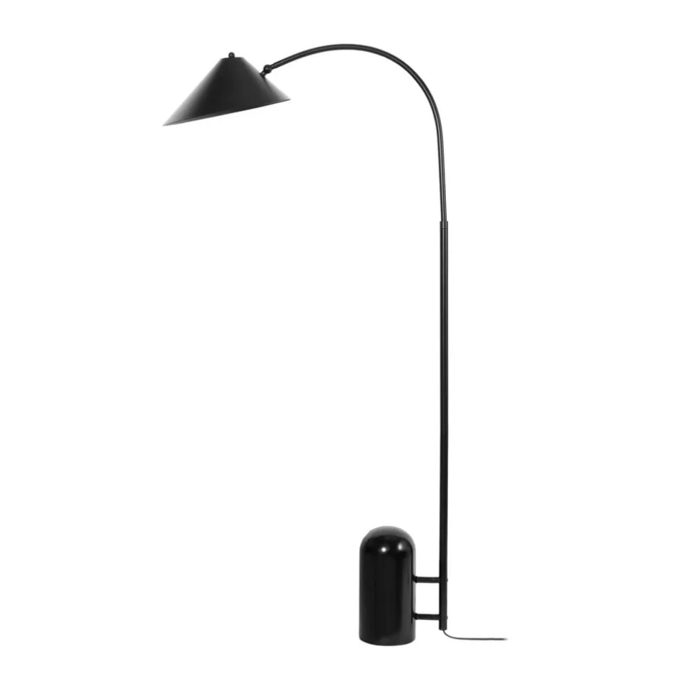 Lucande gulvlampe Alviero, 157 cm, sort, metal, marmor