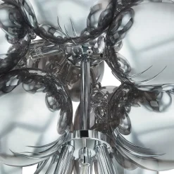 Lucande Gulvlampe Diborah, røggrå, glas, 150 cm, G9