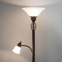 Lucande Gulvlampe Dunja, hvid/rust, metal, læselampe