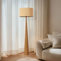 Lucande gulvlampe Fabrena, naturfarvet, bambus, højde 138 cm