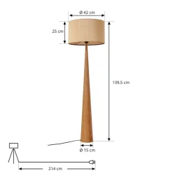 Lucande gulvlampe Fabrena, naturfarvet, bambus, højde 138 cm