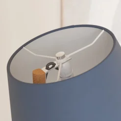 Lucande gulvlampe Jinda, blå, træ, stof, 160 cm, E27