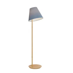 Lucande gulvlampe Jinda, blå, træ, stof, 160 cm, E27