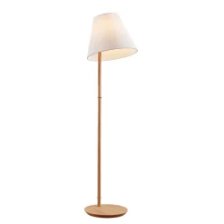 Lucande gulvlampe Jinda, hvid, træ, stof, 160 cm, E27