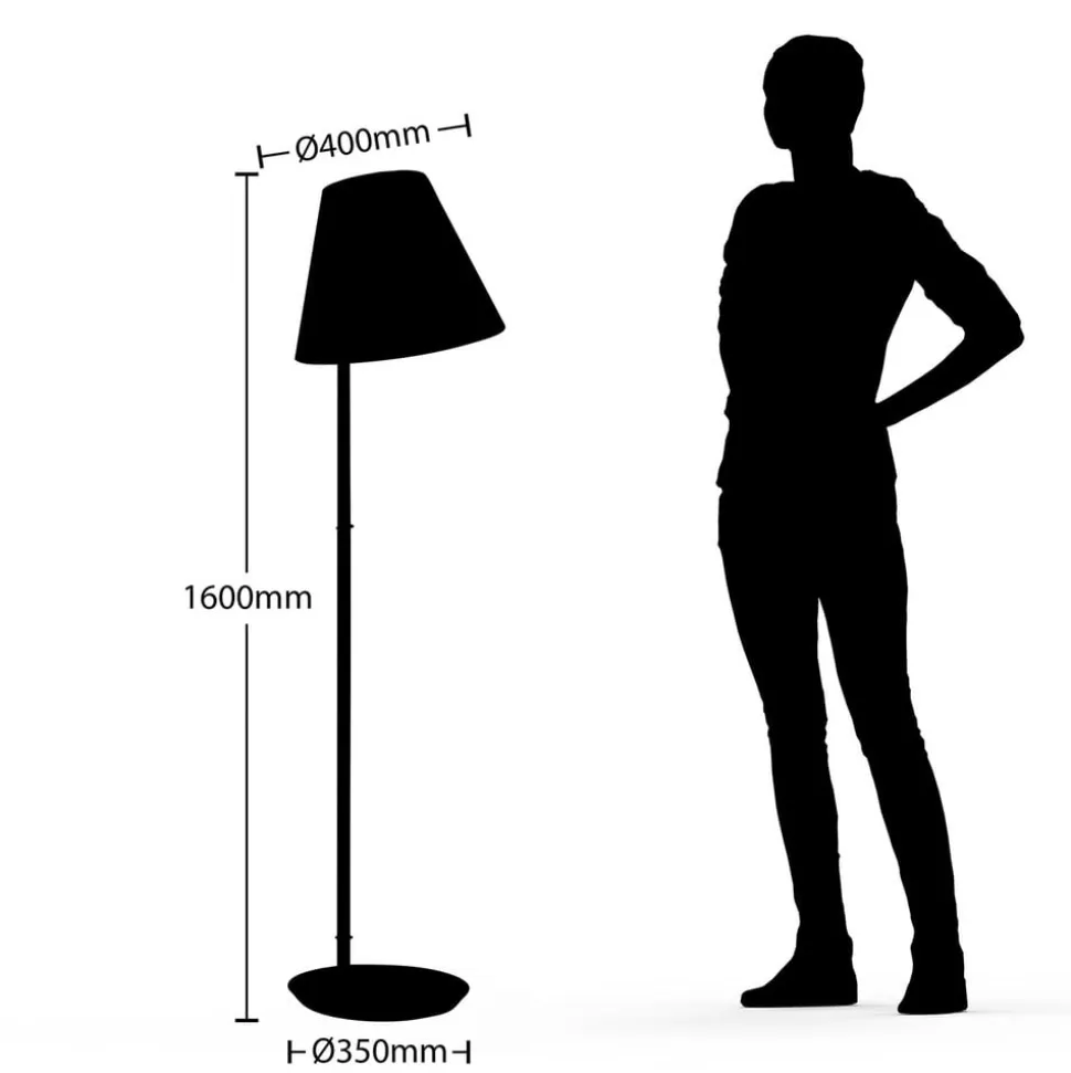 Lucande gulvlampe Jinda, hvid, træ, stof, 160 cm, E27