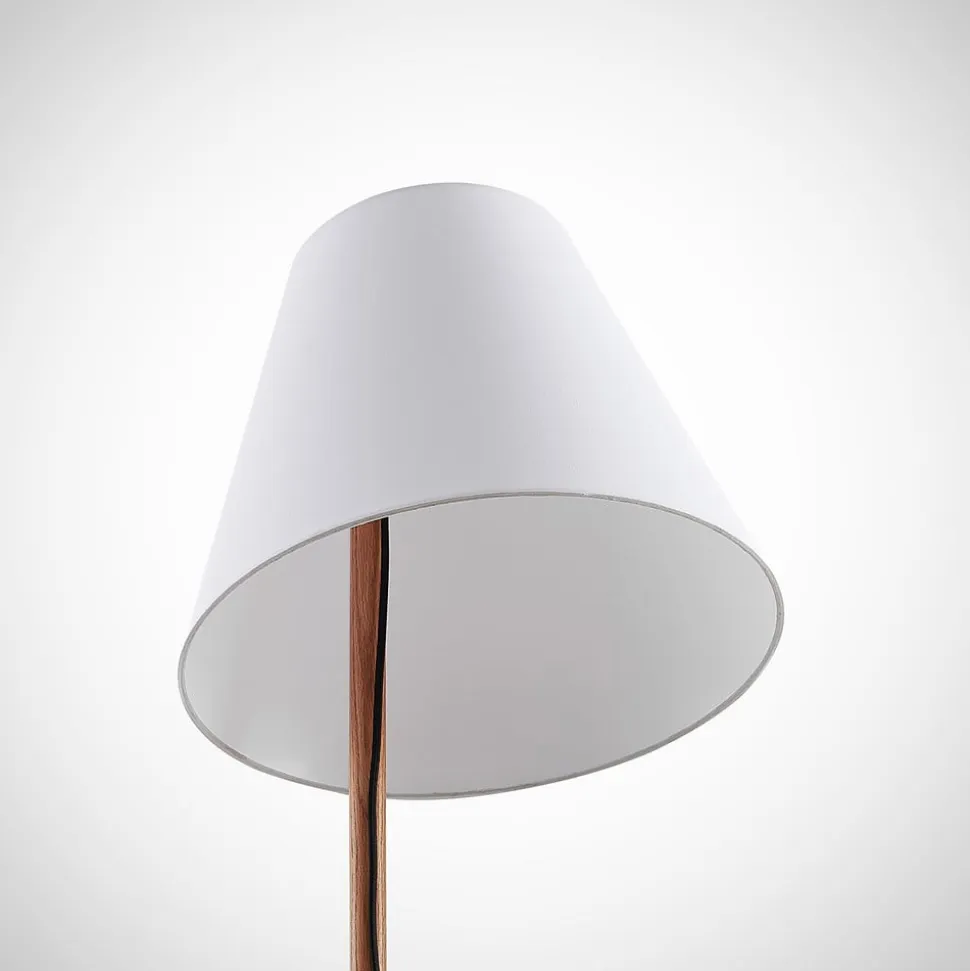 Lucande gulvlampe Jinda, hvid, træ, stof, 160 cm, E27