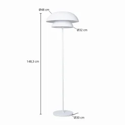 Lucande gulvlampe Kellina, 151 cm, hvid, metal, E27