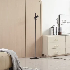 Lucande gulvlampe Lysias, sort, metal, højde 143,2 cm