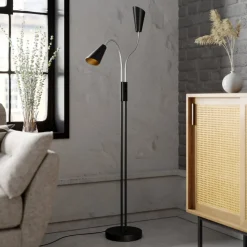 Lucande gulvlampe Medira, sort, 2 lyskilder, justerbar, GU10