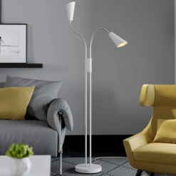 Lucande gulvlampe Medira, hvid, 2 lyskilder, justerbar, GU10