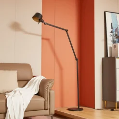 Lucande gulvlampe Silka, højde 216 cm, sort, metal