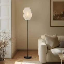 Lucande gulvlampe Tovina, tekstil, hvid, højde 165 cm