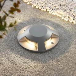 Lucande gulv-spotlight med LED Jeffrey, sølv, 4 lysudgange